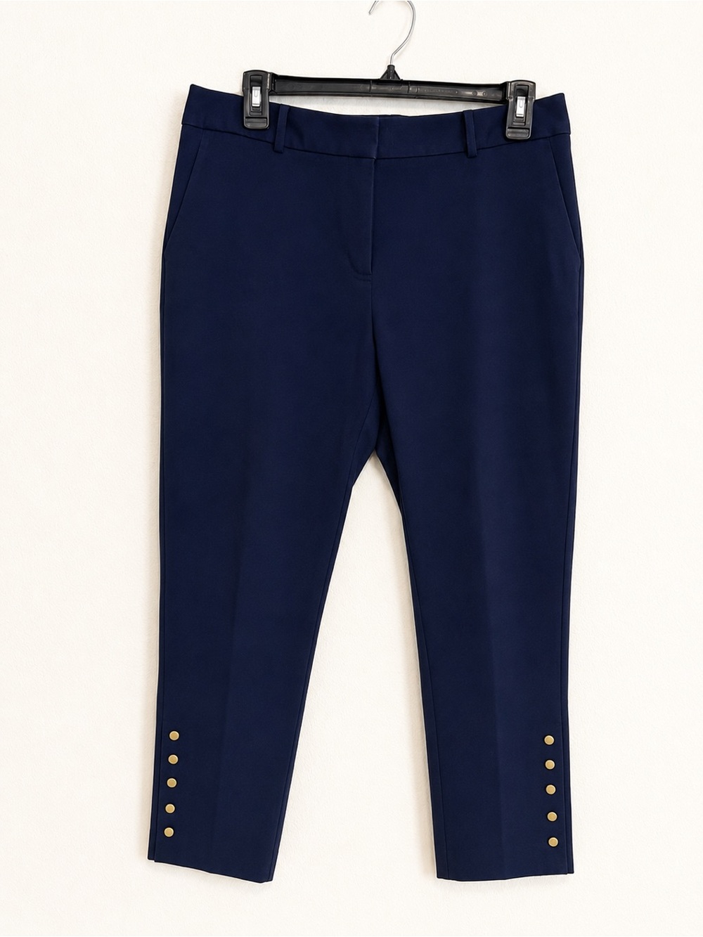 Talbots Hampshire ankle Classic Navy Pants with Gold Button Detail 10 petite